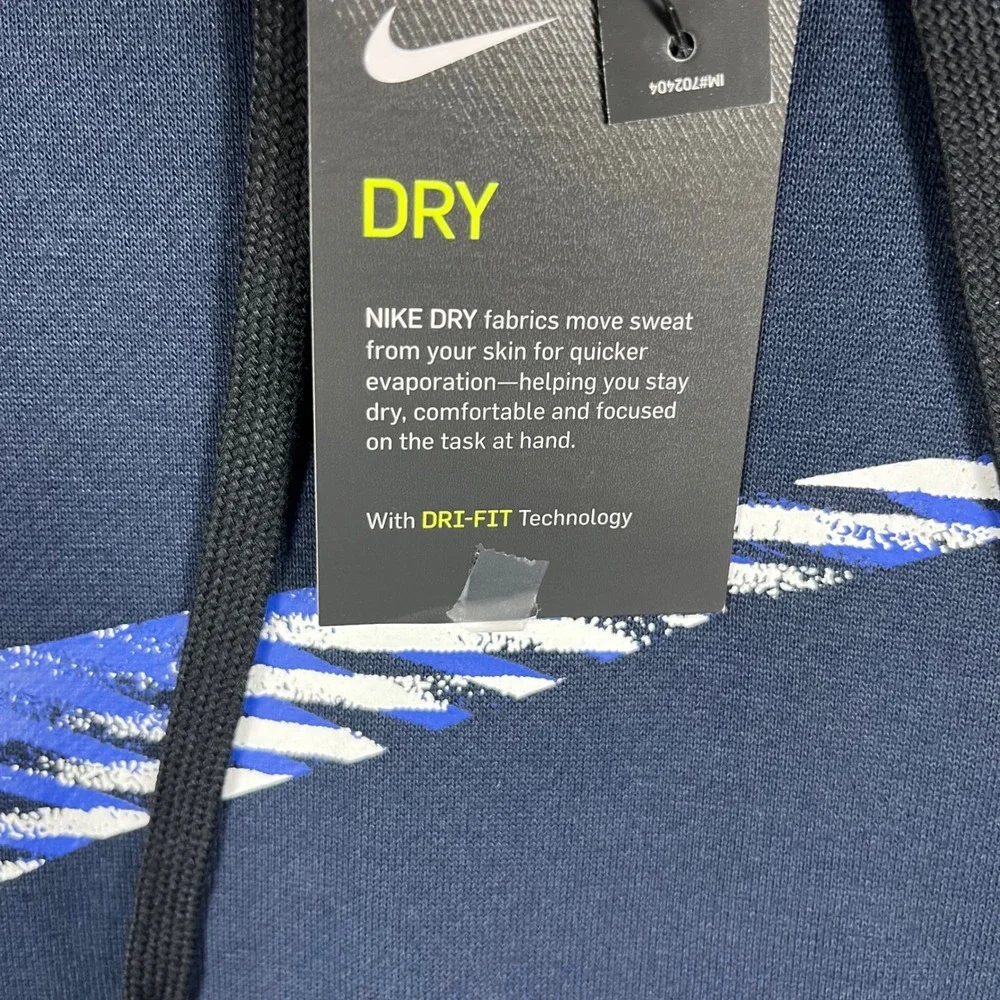 Nike Hoodie Men Small Navy Blue Dri-FIT Graphic Swoosh Training‎ CJ4268-451 NWT